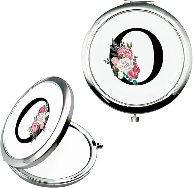 JEKUGOT Monogram Compact Mirror, Personalized Gifts for Women and Girls, Small Pocket Mirror, Personalized Compact Mirrors for Girls, Sister, Wife, Mothers, Birthday Gifts - O
