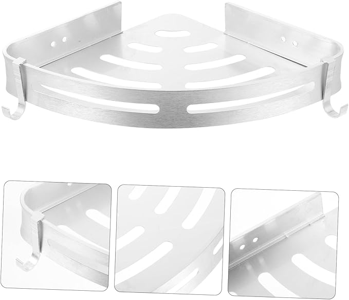 Wall-Mounted Storage Rack Aluminum Triangle Shelf Bathroom Kitchen Organizer Space-Saving Silver Holder for Shampoo Soap Towels