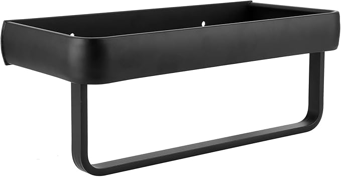 30cm Bathroom Shelf, Wall Mounted Storage Rack, Aluminum Material, with Heightened Fence Design, Ideal for Home Bathrooms (Single Layer with Pole)