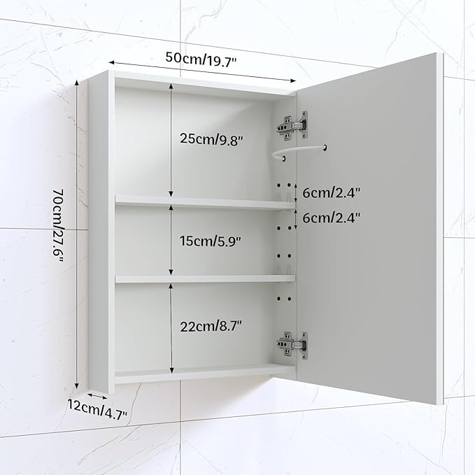 20"x28" Medicine Cabinet with Lights,Medicine Cabinets Mirror,Medicine Cabinets for Bathroom, LED Medicine Cabinet with Mirror,Adjustable Shelf,Dimmer,Defog,3-Color,