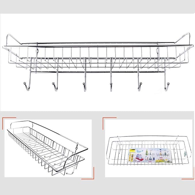 Bathroom Shelf Organizer Storage Kitchen Rack with Traceless Transparent Adhesive No Drilling
