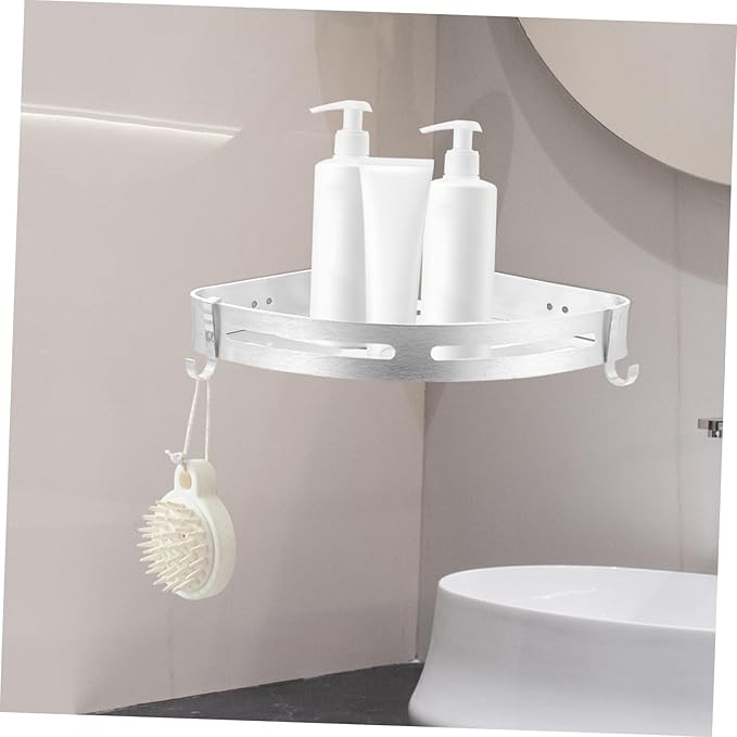 Punch Triangle Wall-Mounted Storage Rack Aluminum Shelf for Bathroom Kitchen Organization Silver Design for Efficient Space Utilization