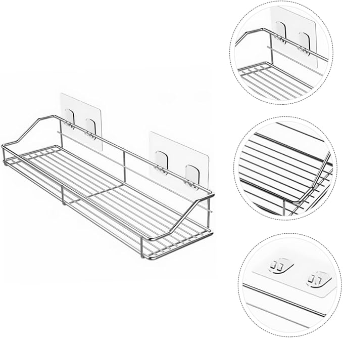 Punch Storage Rack Double Stainless Steel Organizing Shelf for Bathroom Kitchen Easy to Clean Convenient Wall Mounted Storage