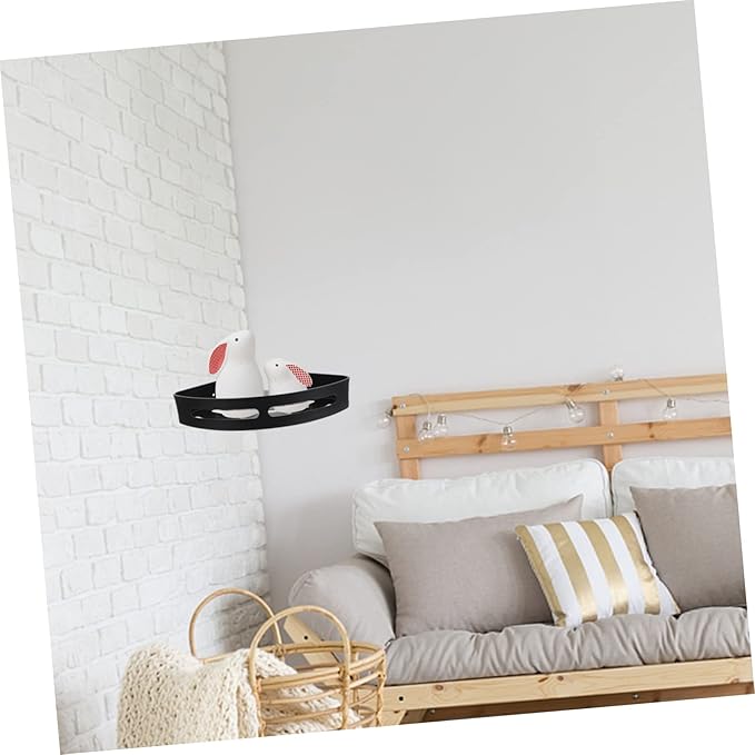Triangle Storage Rack Punch-Free Wall-Mounted Space Aluminum Shelf for Bathroom and Kitchen Black Convenient Tripod Design Easy to Install