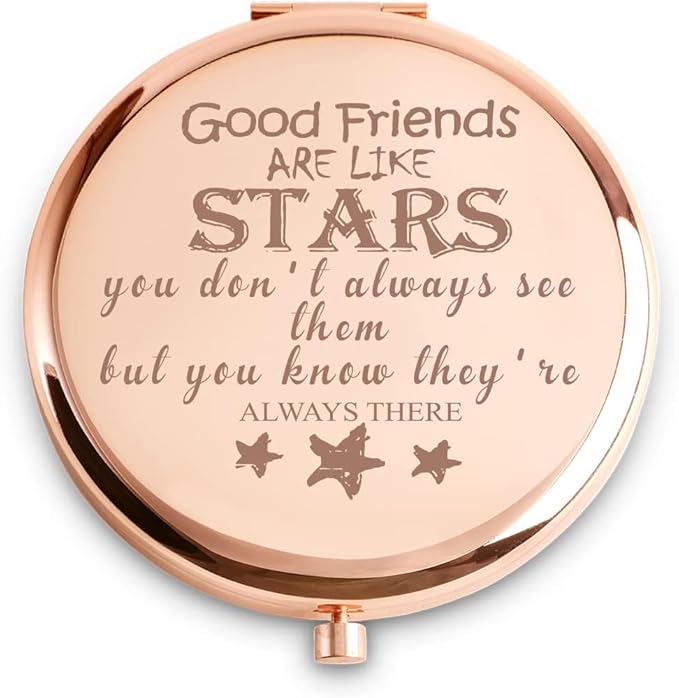 Friendship Gifts for Women Girls, Personalized Gifts for Friends BBF Bestie, Custom Compact Mirror for Birthday, Mothers Day, Graduation, Basket Stuffers
