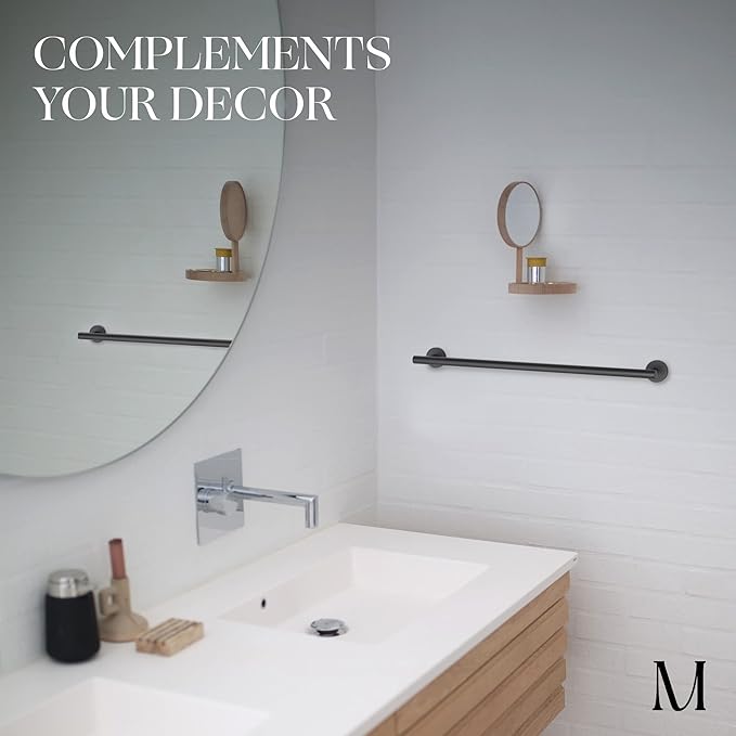 Marmolux Acc - Matte Black Towel Bar - 24 inch Bathroom Towel Holder - Heavy Duty Stainless Steel SUS 304 Bar - Wall Mounted Towel Rack Storage Set - Ideal for Bathroom & Kitchen. - Hand Towel Holder