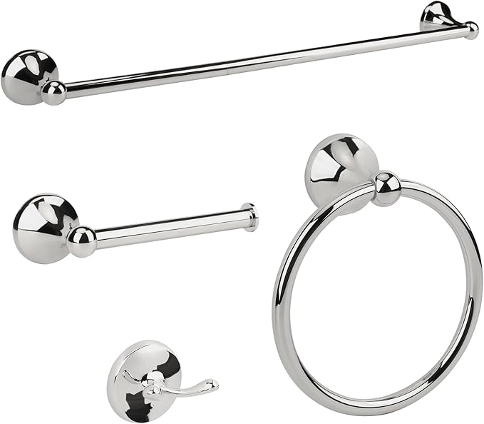 4 Piece Chrome Bathroom Hardware Accessories Set,Towel bar Set 23.6 Inch Towel Bar Set,Towel Rack Set,Bathroom Towel Holder Set