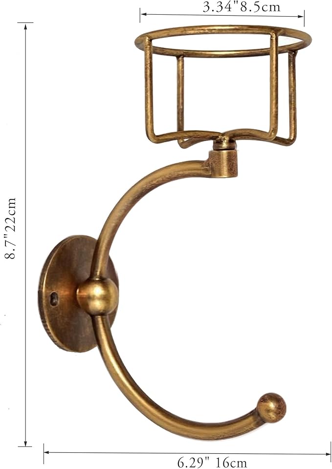 C-Shaped Towel Ring with Top Storage Basket – Unique Space-Saving Wall Mount Holder for Towels, Candles, Plants & Toiletries, Decorative Metal Accent for Bathroom or Kitchen