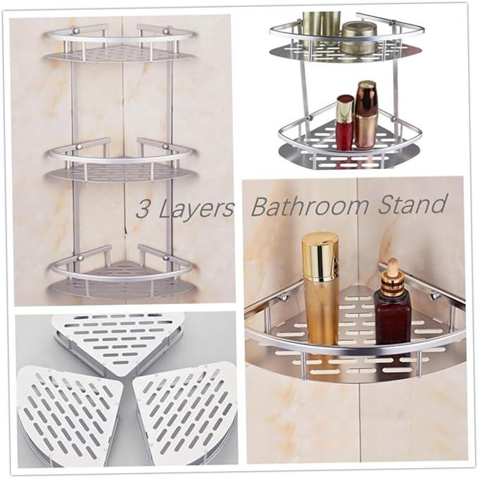 MAGICLULU Aluminum Triangle Single Layer Shelf Bathroom Hanging Corner Accessory Space Saving Organizer for Toiletries and Items Easy to Clean and