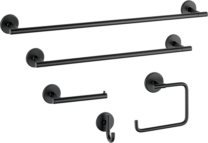 Delta 759240-BL Trinsic 24 in. Wall Mount Towel Bar Bath Hardware Accessory in Matte Black