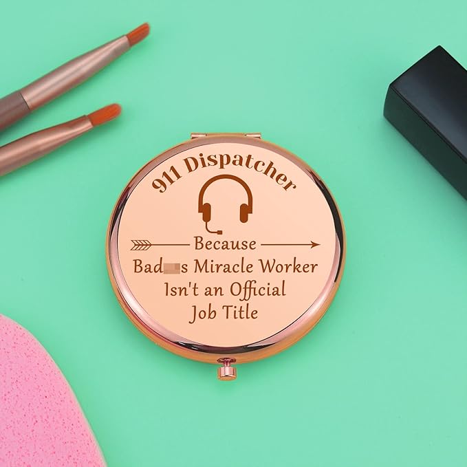 911 Operator Gifts for Women Thank You Presents Compact Makeup Mirror 911 Dispatcher Gifts Emergency Dispatcher Presents Operator Appreciation Folding Makeup Mirror Birthday Retirement