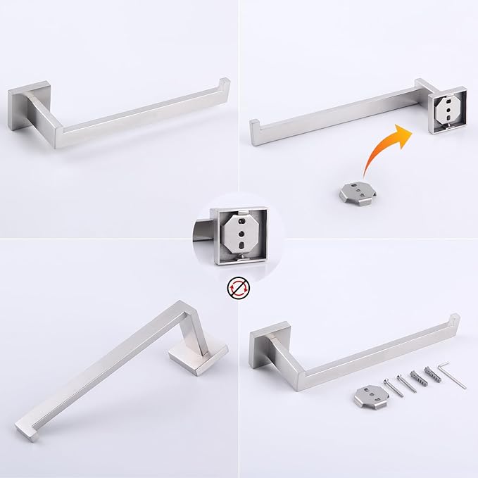 GERZWY Brushed Stainless Steel Towel Ring Bathroom Hardware Hand Towel Holder for Bath Kitchen Garage Heavy Duty Wall Mounted FG1606-LS