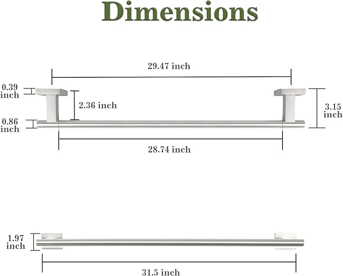 Alise Bathroom Towel Bar, 32 Inch Towel Racks for Bathroom, SUS304 Stainless Steel Hand Towel Holder Heavy Duty Towel Rack Wall Mounted Brushed Nickel Towel Bar