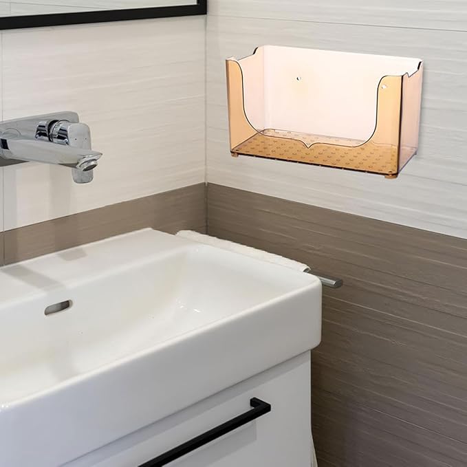 GLEAVI Transparent Bathroom Storage Box Wall Mounted Shelves for Bathroom Kitchen Organization Grey Capacity Unique Design for Shampoo Soap No Drilling Required Stylish