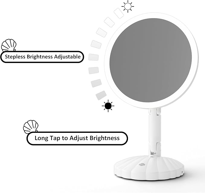 Portable Travel Vanity Mirror with Lights,Interchangeable Mirror Design,15X Magnifying Mirror,Stepless Adjustable Lighted Makeup Mirror,3 Color Modes,Desk or Travel Use