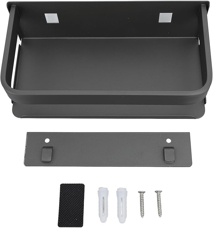 TANIQIACA Simple Aesthetic Wall Mounted Bathroom Rack, Multifunctional Floating Shelves for Bathroom Kitchen Storage, Sturdy Stainless Steel, Large Capacity, Strong Adhesive, No Drill Insta (20cm)