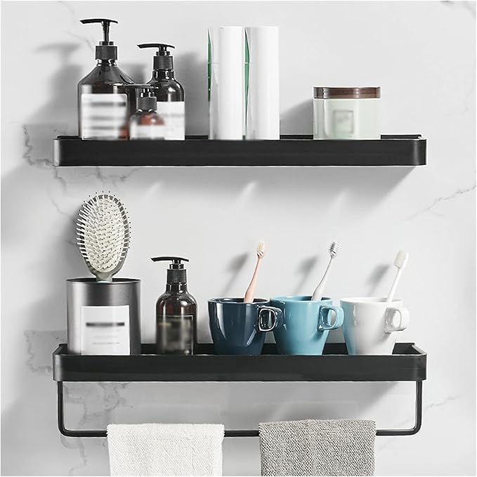 HASMI Bathroom Shelf Storage Organizer Wall Mount，Bathroom Shelf with Rail，Floating Shelves Wall Mounted Storage Shelves for Kitchen, Bathroom Floating Shelves (Size : 60 cm Long)