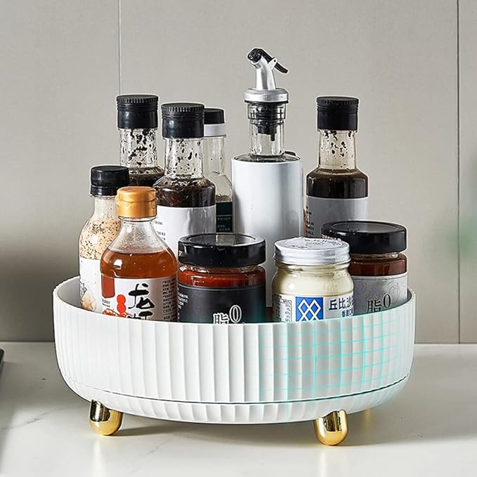 Makeup Perfume Organizer, Round Large Capacity 360 Degree Rotating Makeup Brush Holder Cosmetic Desk Storage Lotions Display Case for Countertop Dresser Bedroom Bathroom Decor