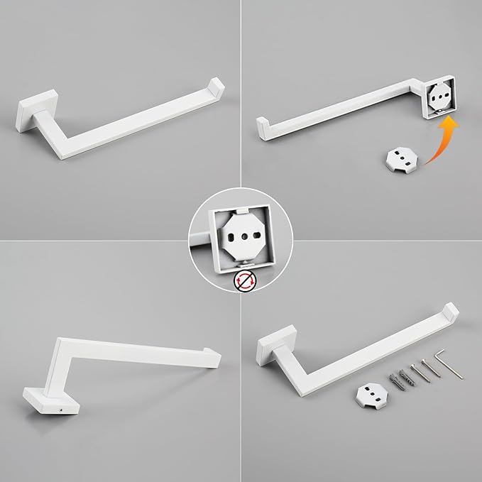 GERZWY Bathroom Towel Holder Stainless Steel Towel Hanger Towel Ring Wall Mount, White