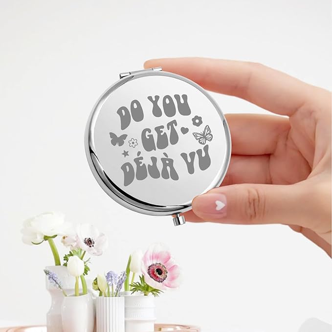 KEYCHIN Music Album Pocket Mirror Singer Fans Gifts Do You Get Deja Vu Music Song Lyrics Compact Makeup Mirror for Women Girls Teenagers (Deja Vu -S)