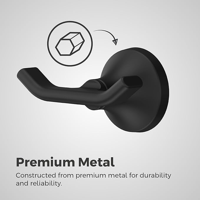 Pfister Vedra Towel Hook, Bathroom Towel & Robe Hook, Wall-Mounted, Screw-in, Matte Black Finish, BRHVED0B