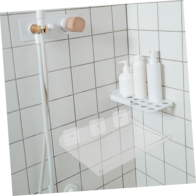 IMIKEYA Acrylic Wall-Mounted Storage Shelf for Bathroom and Kitchen Clear Rack Small Easy Installation Sturdy and Reusable Organization
