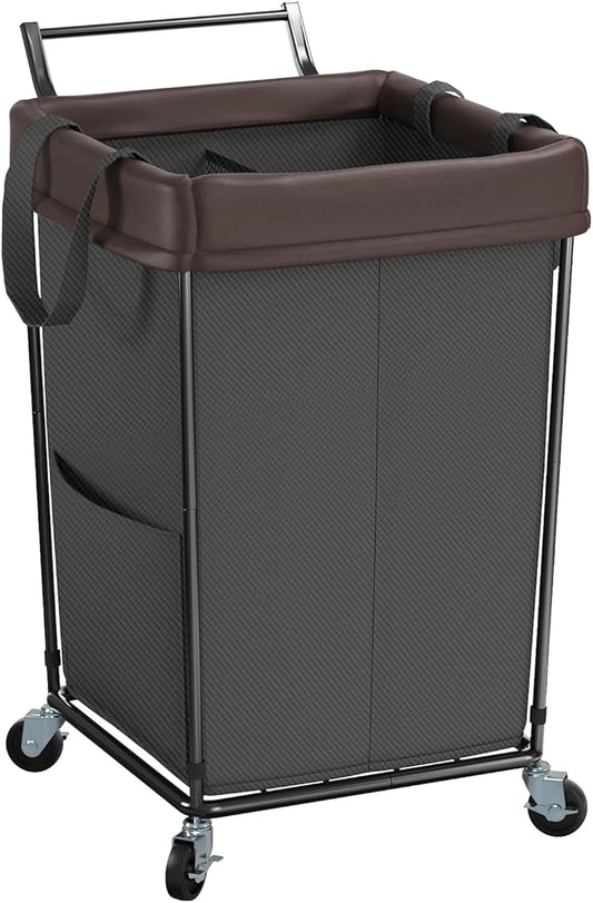 160L Laundry Hamper with Wheels and Handle, 2 Section Laundry Hamper with Wheels, Large Rolling Laundry Basket, Dirty Clothes Hamper Cart on Wheels for Laundry, Bedroom, Bathroom and Dorm