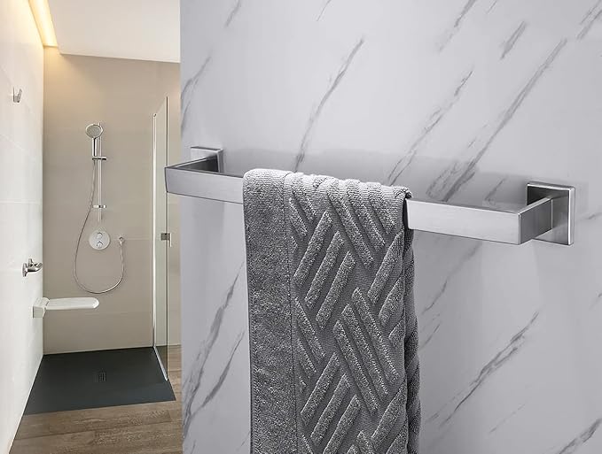 24 Inch Towel Bar 2 Pack for Bathrooms 12/16/20/24/28/32/36 Inch Stainless Steel 304 Brushed Nickel Towel Holder Modern Square Towel Rod Rustproof Wall Mount (2, Brushed Nickel, 24 Inch)