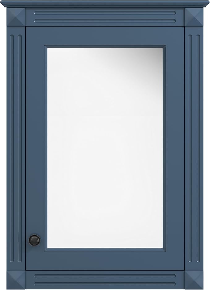 Merax Bathroom Medicine Cabinet with Mirror Door & Adjustable Shelves, 20" x 28" Wall Mounted Bathroom Storage Cabinet with Mirror, Over the Toilet