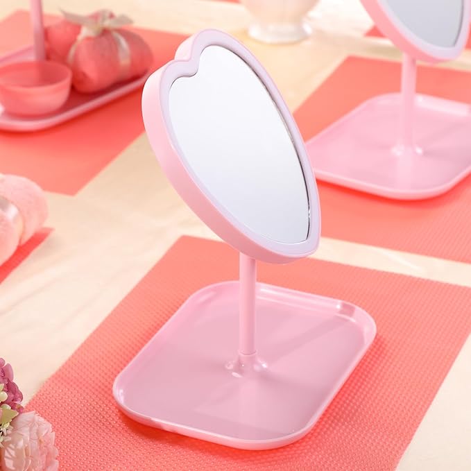 8 Pcs Spa Party Supplies 8 Heart Shaped Mirror Spa Party Mirror for Girls Sleepover Party Favors Makeup Mirror for Spa Party Sleepover Party Slumber Birthday Party Favor, Pink