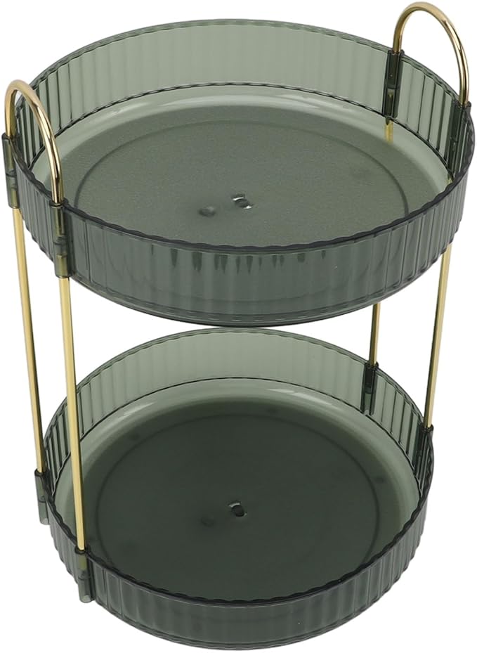 Makeup Organizer,2 Tier Makeup Rack - 360° Rotating Space Saving Cosmetic Countertop for Bedroom, Bathroom, and Kitchen - for Skincare and Beauty Products! (Green)
