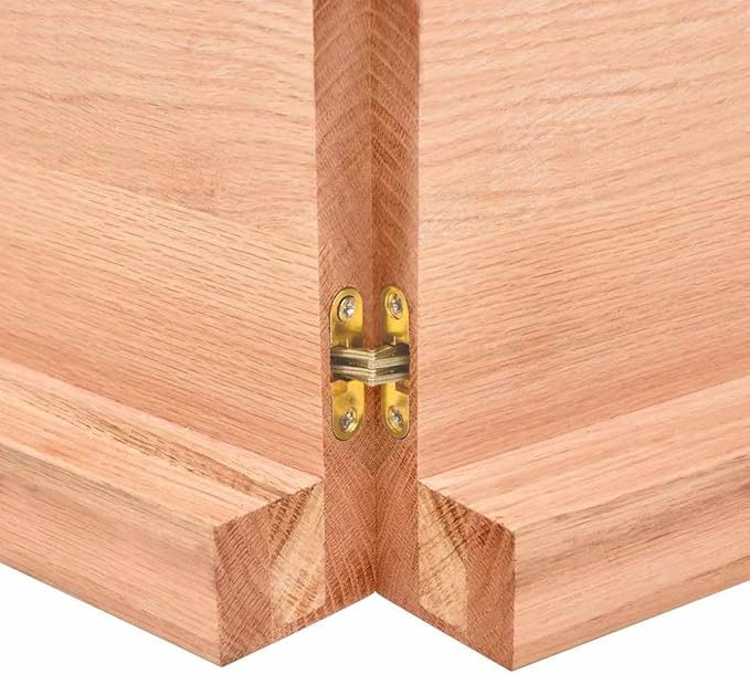 Light Brown Solid Oak Wood Bathroom Countertop 70.9"x23.6"x(0.8"-2.4") Treated Vanity Top with Live Edge Handmade for Shelf Desk Table