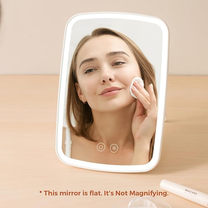 NEZZOE Lighted Makeup Mirror, Portable Mirror with Lights, 1500mAh Rechargeable Vanity Mirror with 3 Colors and Brightness Adjustable, 9.4"x6.6"