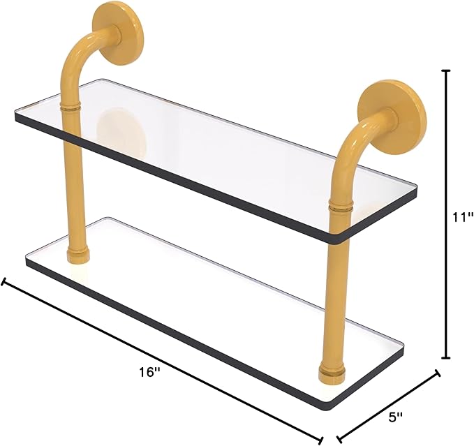 Allied Brass RM-2-16-SGL Remi Collection 16 Inch Two Tiered Glass Shelf, Spanish Gold