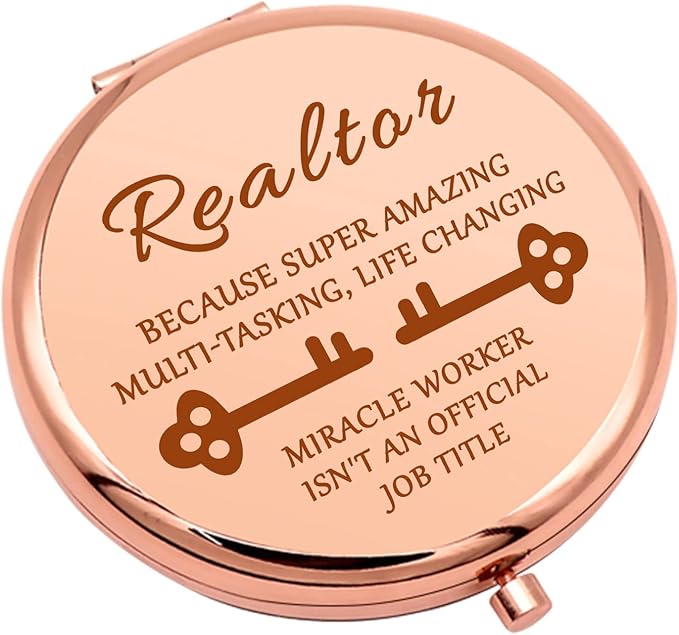 Real Estate Agent Gift Thank You Gifts for Realtor Travel Makeup Mirror Realtor Gifts for Women Closing Gift for Realtors Broker Folding Makeup Mirror for Coworker Birthday Retirement