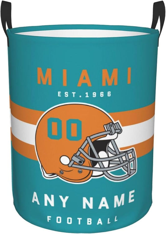 Custom Laundry Hamper - Personalized Football Style Laundry Basket - Customized Name and Number - Dirty Clothes Hamper Waterproof Large Capacity Hamper for Bedroom Bathroom Living Room