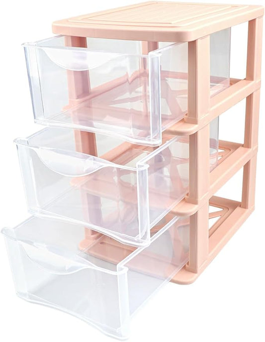 3 Layers Plastic Storage Bins with Drawers Portable Drawer Type Makeup Organizer Multifunction Desk Storage Containers for Home Office Cosmetics Sundries