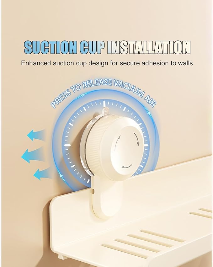 Minimalist Style Bathroom Shelves, Suction Cup Storage Rack with Drainage Design, High Load Capacity(40cm/15.7in)
