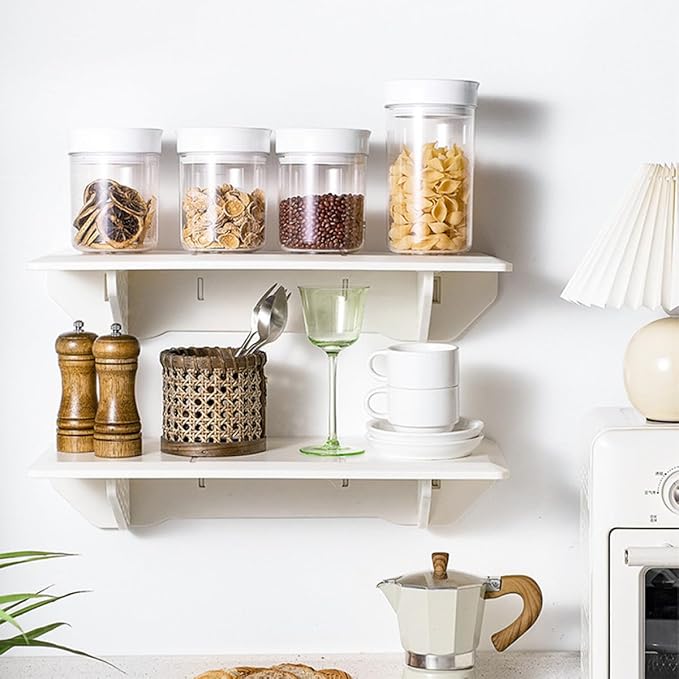 Toyvian Wall Mounted Foldable Storage Shelf White Plastic Board Floating Kitchen Spice Holder and Bathroom Sundries Organizer Rack for Home Use