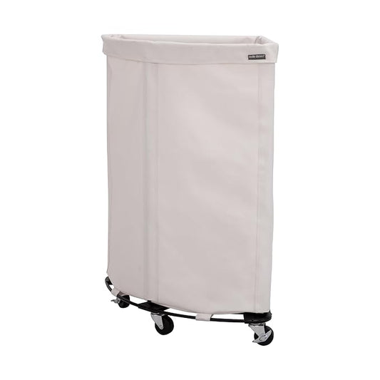 Seville Classics Large Commercial Heavy Duty Rolling Steel Frame Laundry Hamper Canvas Cart Bin, w/Wheels for Hotel, Home, Closet, Bedroom, Natural White, Corner 17.7” D x 24.0” W
