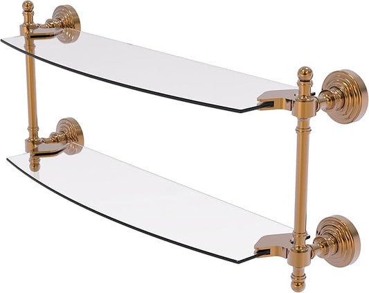 Allied Brass RW-34/18-BBR Retro Wave Collection 18 Inch Two Tiered Glass Shelf, Brushed Bronze