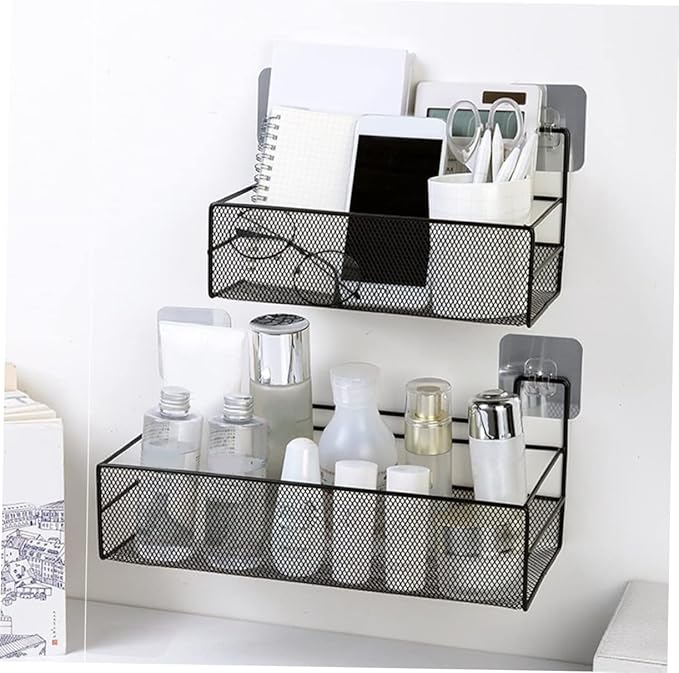PRETYZOOM No Drilling Wall Mounted Storage Basket Versatile Wire Organizer for Bathroom Toilet Shelf Easy Installation Capacity Space Saving Design