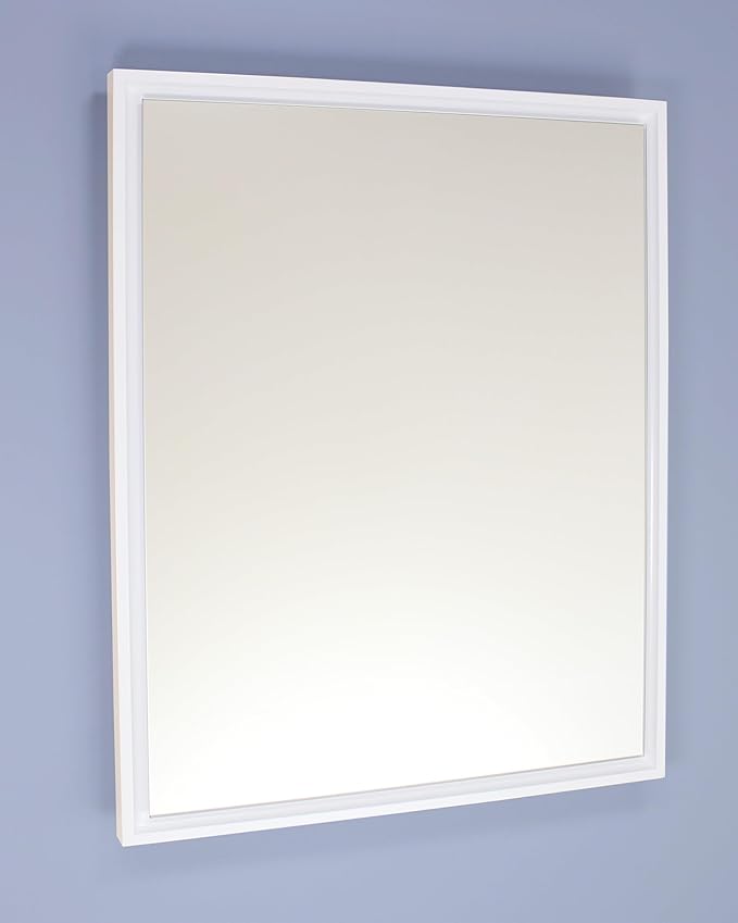 Fox Hollow Furnishings 16x20 Parker Metro Metal Framed Rectangle Recessed Bathroom Medicine Cabinet, Floating Mirror, 14x18 in-Wall Opening, Steel, Adjustable Glass Shelves, Magnet Close, White