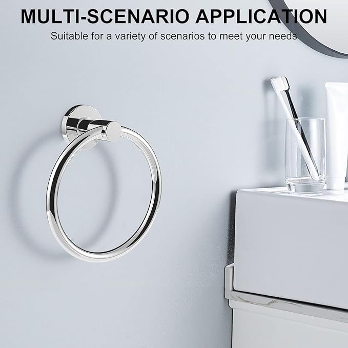 SetSail Towel Holder for Bathroom Wall 2 Packs Towel Ring Stainless Steel Heavy Duty Hand Towel Hanger for Bathroom, Mirror Silver