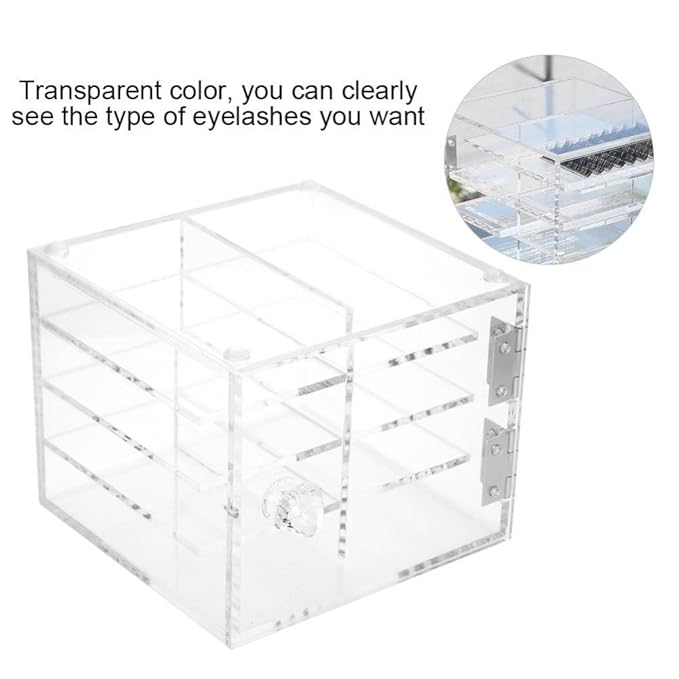Clear Eyelash Storage Box, 8 Layer False Eyelash Extension Display Box, Acrylic Eyelash Storage Case Eyelash Extension Graft Tool Eyelash Adhesive Pallet Holder False Eyelash Organizer Tool