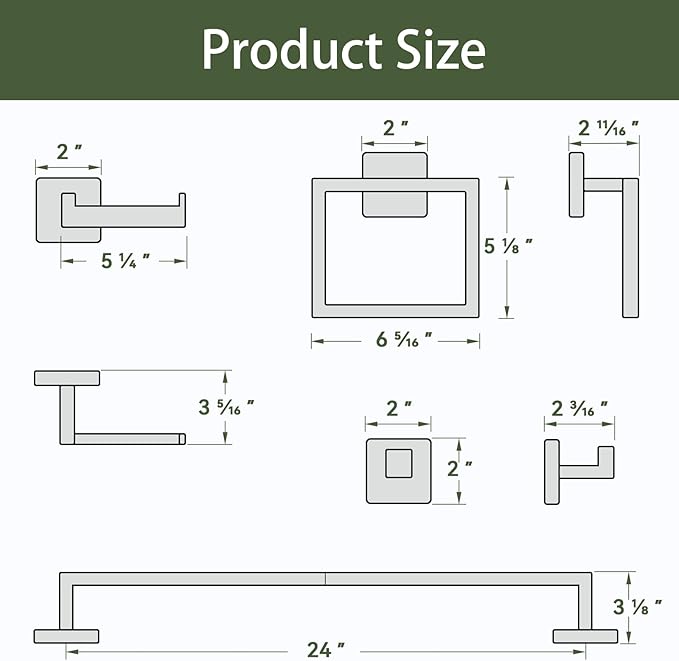 10-Pieces Matte Black Bathroom Accessories Set, 24 Inch Bathroom Hardware Set, SUS304 Stainless Steel Bath Towel Bar Set, Towel Racks for Bathroom Wall Mounted