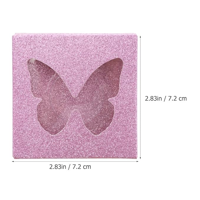 DOITOOL Square Eyelash Box with Lash Tray Butterflies Design False Eyelash Case Compact Storage Organizer for Makeup 2.83X2.83X0.47In Set of 10