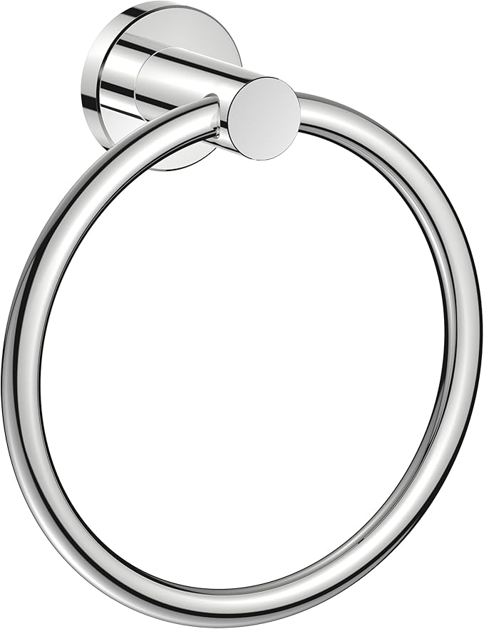 FORIOUS Towel Ring, SUS304 Stainless Steel Modern Hand Towel Holder Rack Hanger Round for Bathroom Wall Mounted, Ideal for Bath, Kitchen, RV, Chrome