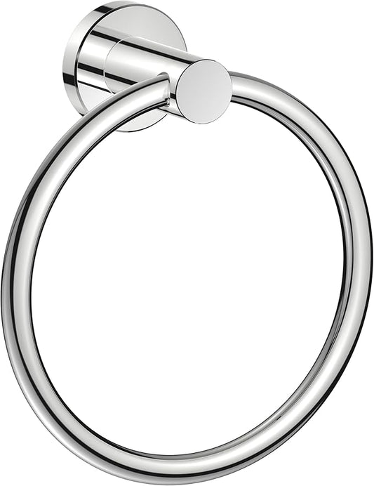 FORIOUS Towel Ring, SUS304 Stainless Steel Modern Hand Towel Holder Rack Hanger Round for Bathroom Wall Mounted, Ideal for Bath, Kitchen, RV, Chrome