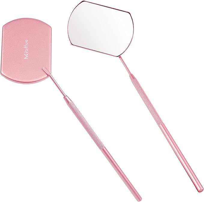 Lash Mirror for Eyelash Extensions, Detachable Stainless Steel Large Eyelash Mirror, Pink